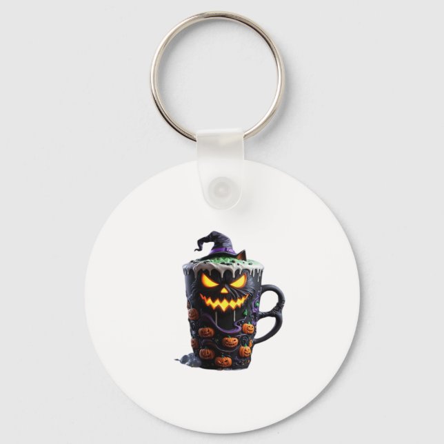 Black Cat in Witch Hat � Matcha Latte Magic Classi Schlüsselanhänger (Vorderseite)