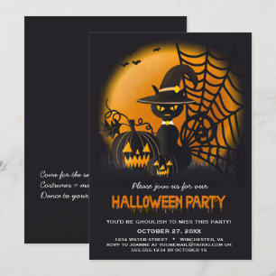 Black Cat in Witches Hut-Webpumpen Halloween   Einladung