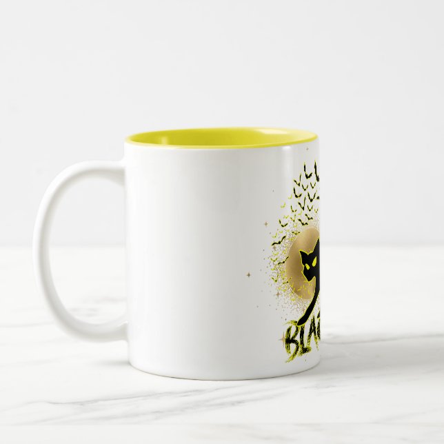 Black Cat Inspiriert Halloween-Tasse Zweifarbige Tasse (Links)