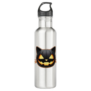 Black Cat Jack o'Lantern Emoji Classic T - Shirt Edelstahlflasche