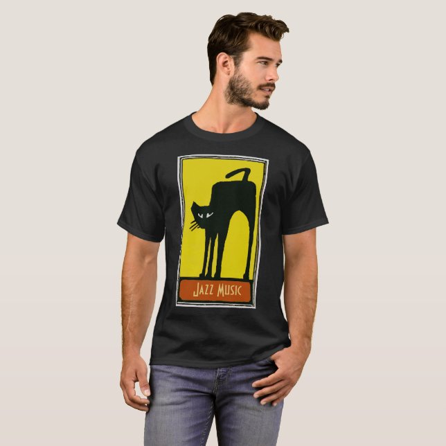 Black Cat, Jazzmusik T-Shirt (Vorne ganz)