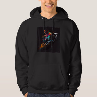 Black Cat Jumping Colorful Hoodie