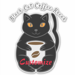 Black Cat Kaffee Break Thunder_Cove Aufkleber
