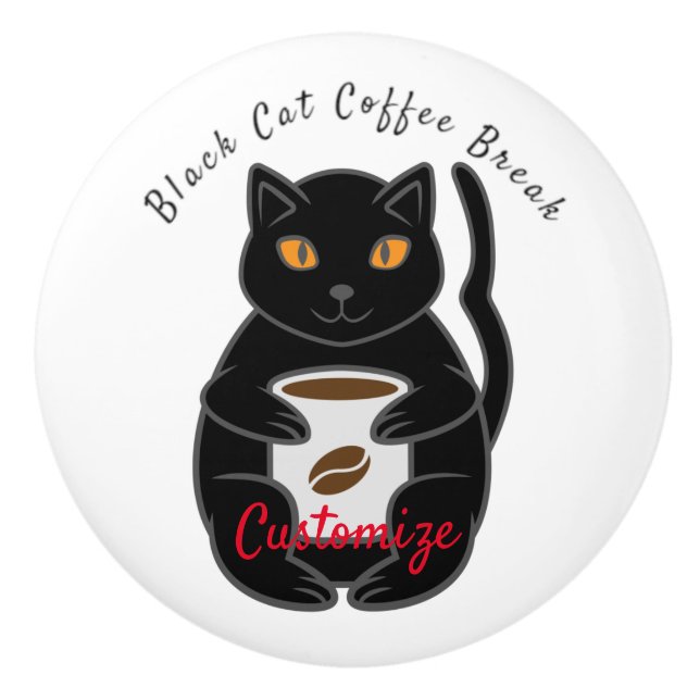 Black Cat Kaffee Break Thunder_Cove Keramikknauf (Vorderseite)