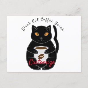 Black Cat Kaffee Break Thunder_Cove Postkarte