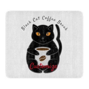 Black Cat Kaffee Break Thunder_Cove  Schneidebrett