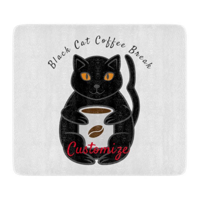 Black Cat Kaffee Break Thunder_Cove Schneidebrett (Vorderseite)