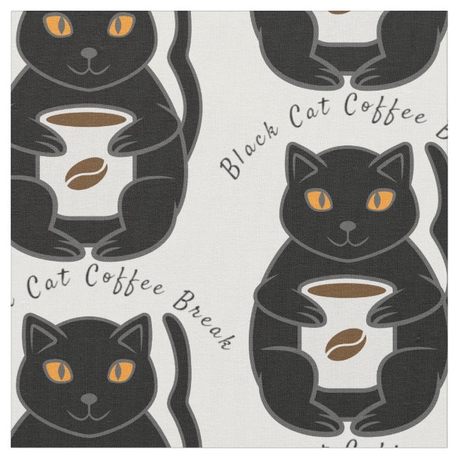 Black Cat Kaffee Break Thunder_Cove Stoff (Nahaufnahme)