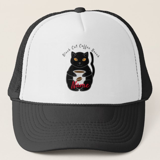 Black Cat Kaffee Break Thunder_Cove Truckerkappe (Vorderseite)