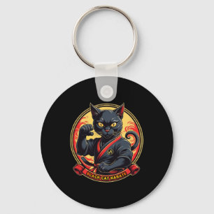 Black Cat Karate für Männer Frauen Kinder Schlüsselanhänger