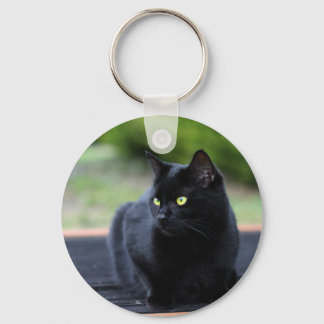 Black Cat Keychain, Basic Button Keychain Schlüsselanhänger