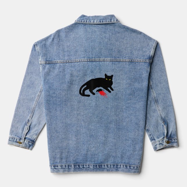 Black Cat Killer Instinkte Tote Maus Punk Goth Jeansjacke (Rückseite)