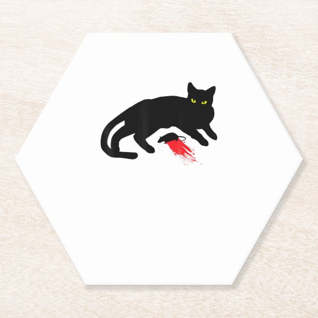 Black Cat Killer Instinkte Tote Maus Punk Goth Untersetzer (Vorderseite)