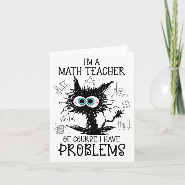 Black Cat Kitty Ich bin Mathematiklehrerin natürli Karte (Vorderseite)