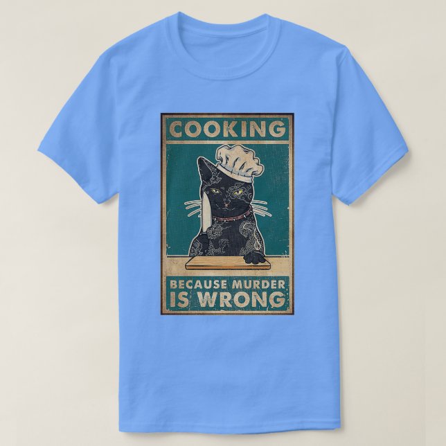 Black Cat Kochen, weil Mord Katzenfalke Liebe T-Shirt (Design vorne)