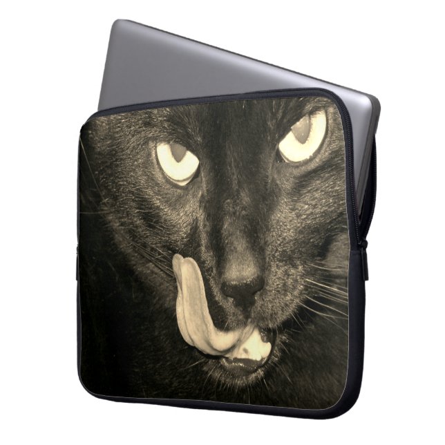 Black Cat Laptop Sleeve (Vorderseite Links)