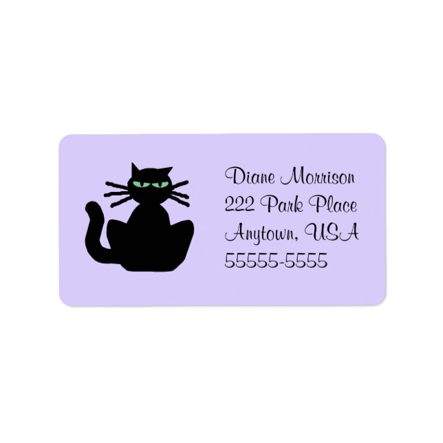 Black Cat Lavender Large Envelope Rücksendeadresse Adressaufkleber (Vorne)