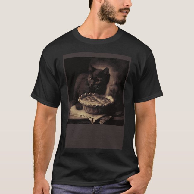 Black Cat Liebe Apple Pie T-Shirt (Vorderseite)