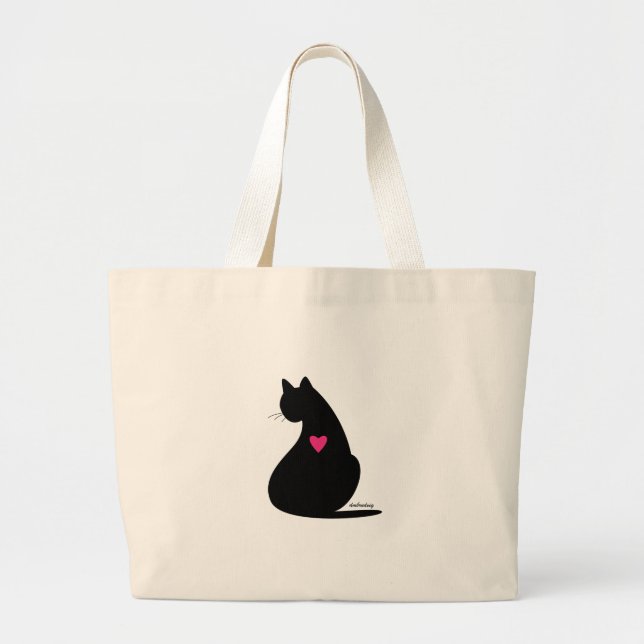 Black Cat Liebe Jumbo Stoffbeutel (Vorne)