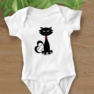 Black Cat Liebe Niedlich Cartoon Kitty Baby Bodysu Strampler