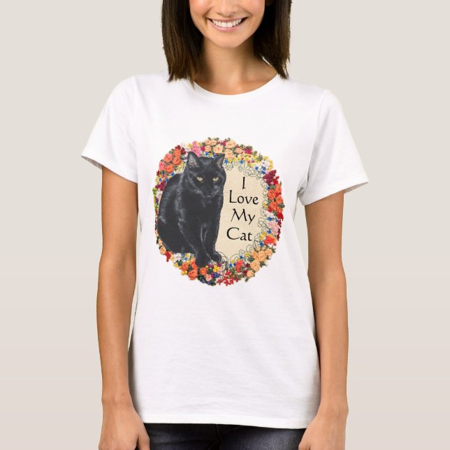 Black Cat Liebe T-Shirt (Vorderseite)