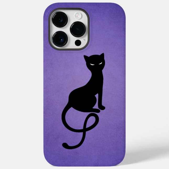 Black Cat Lila Elegant Evil Kitty Case-Mate iPhone 14 Pro Max Hülle (Rückseite)