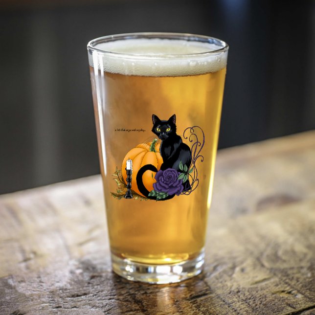 Black Cat Lila Rose Pumpkin Halloween Glas (Von Creator hochgeladen)