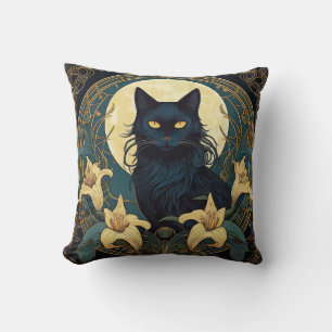 Black Cat Lilien Kissen