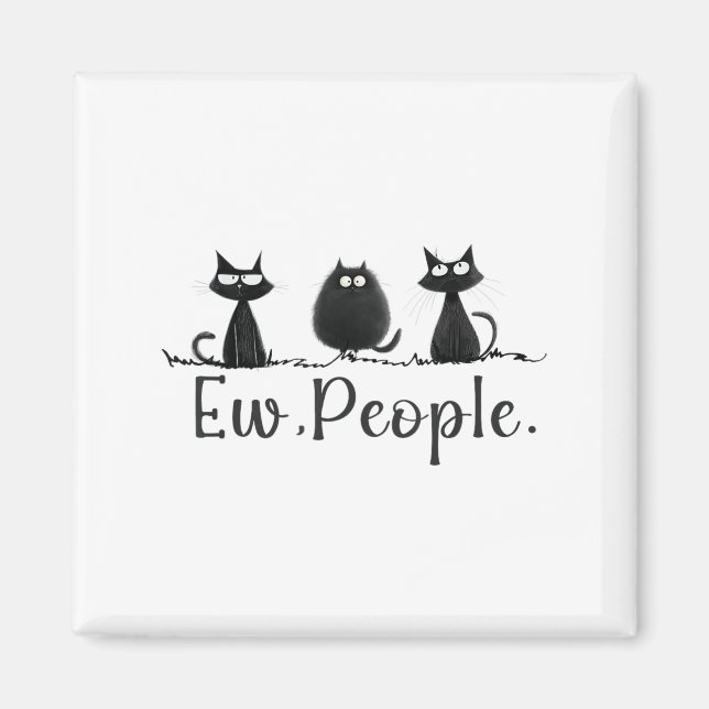 Black Cat Lover Grumpy Graphic Funny Coolen neue L Magnet (Vorne)