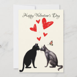 Black Cat Lover Heart Valentinstag Dankeskarte