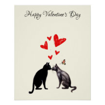 Black Cat Lover Heart Valentinstag