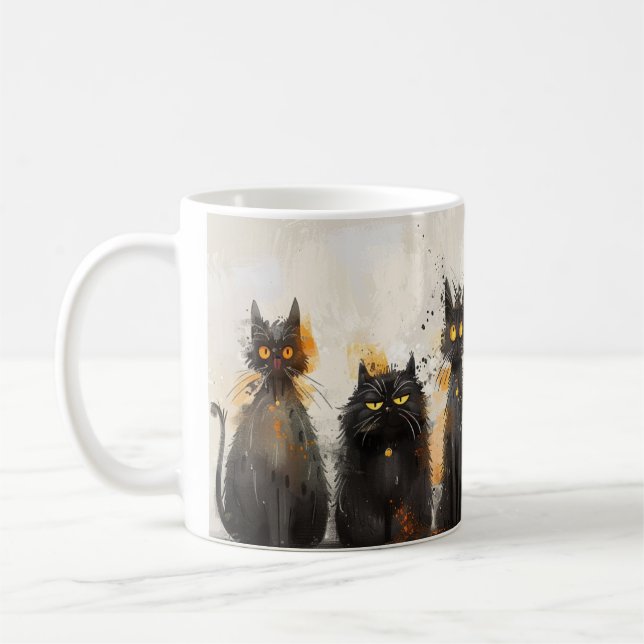 Black Cat Lover Illustriert Coffee Tasse (Links)