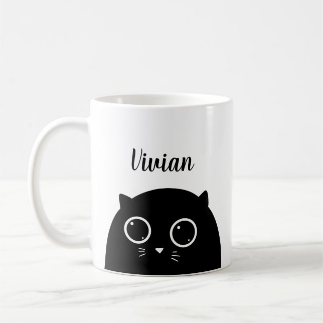 Black Cat Lover Individuelle Name Tasse (Links)