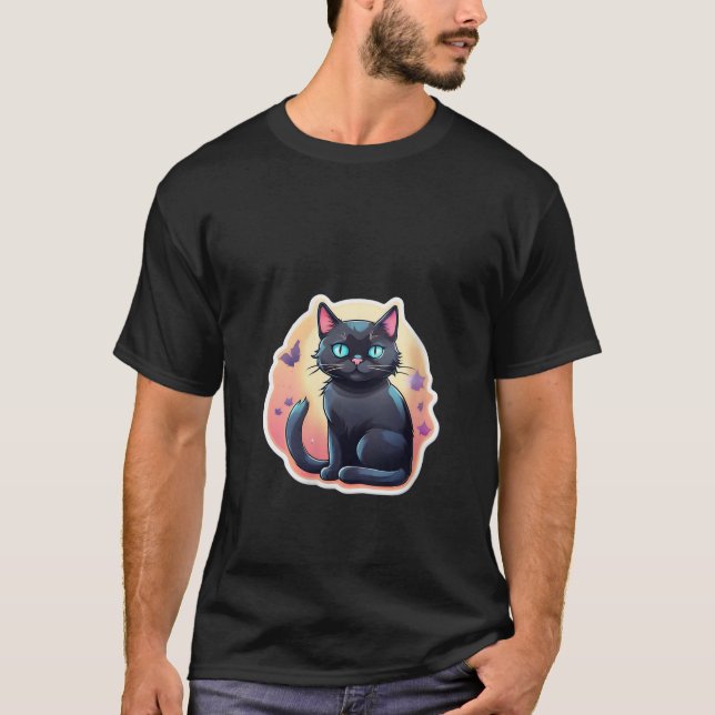 Black Cat Lover mit Blue Eyes Funny Black Cat Kit T-Shirt (Vorderseite)