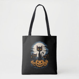 Black Cat Lovers Halloween Starry Night Van Gogh Tasche