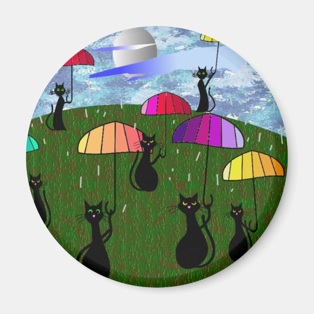 Black Cat Lovers Kunstwerke Magnet (Vorne)