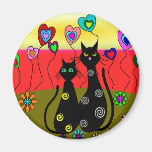 Black Cat Lovers Kunstwerke Magnet