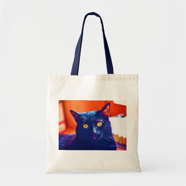 Black Cat Lucky Feline Cat Art Tragetasche (Vorne)