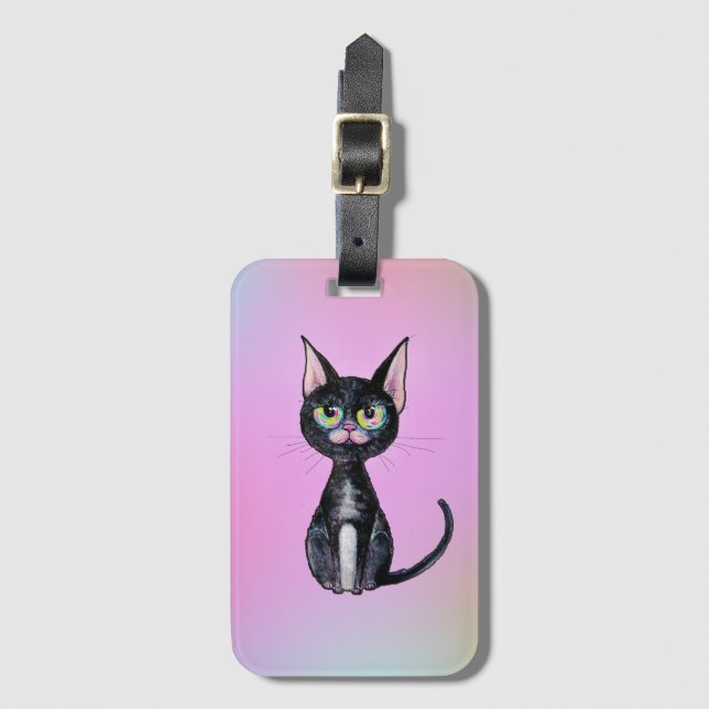 Black Cat Luggage Tag Gepäckanhänger (Vorderseite Vertikal)