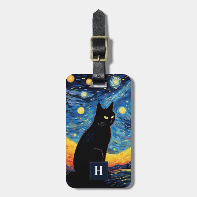 Black Cat Luggage Tags Gepäckanhänger (Vorderseite vertikal)