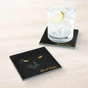 Black Cat lustigen Chic individuell anpassbar Glasuntersetzer