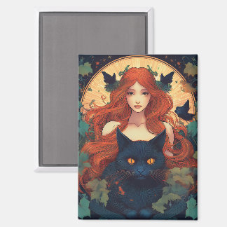 Black Cat Magic Magnet