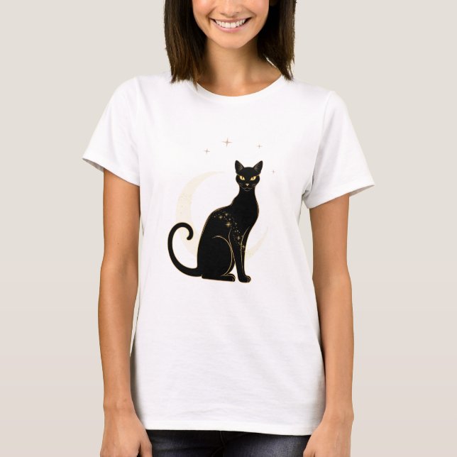 Black Cat Magic - Mystischer Halloween-T - Shirt (Vorderseite)