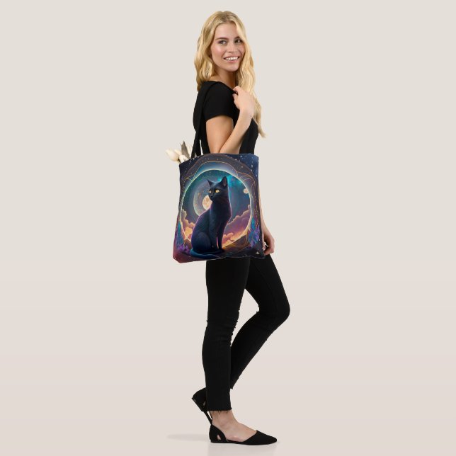 Black Cat Magical Moon Night - Nachtwächter Tasche (Am Model)