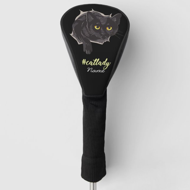 Black Cat Mama Golfer Golf Headcover (Vorderseite)