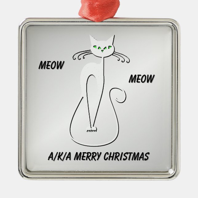 Black Cat Meow Meow alias Frohe Weihnachten Ornament Aus Metall (Vorne)