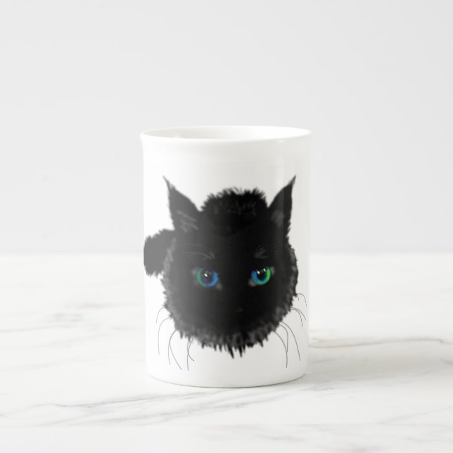 Black Cat mit Blue Green Eyes Tasse Gift (Vorderseite)