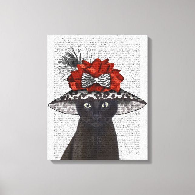 Black Cat mit Fabulous Hat 2 Leinwanddruck (Vorderseite)