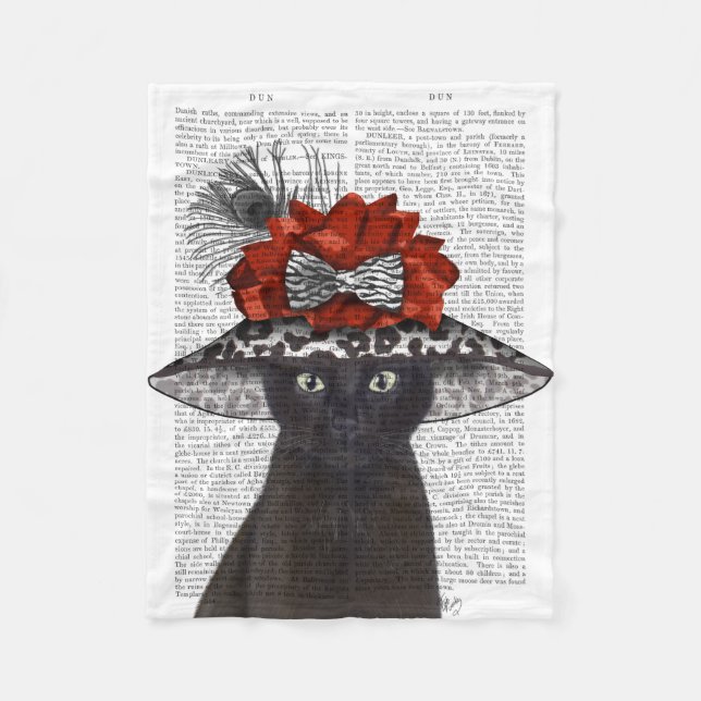 Black Cat mit Fabulous Hat Fleecedecke (Vorderseite)