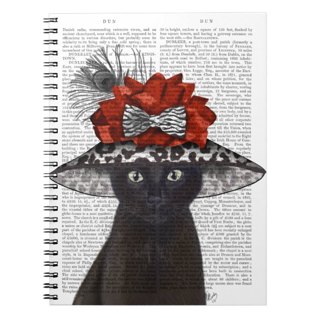 Black Cat mit Fabulous Hat Notizblock (Vorderseite)
